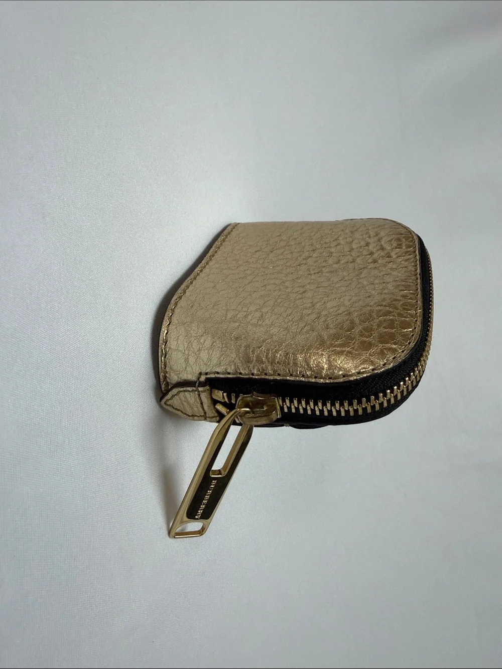 Burberry Metallic Gold Textured Mini Bow-Accent Pouch